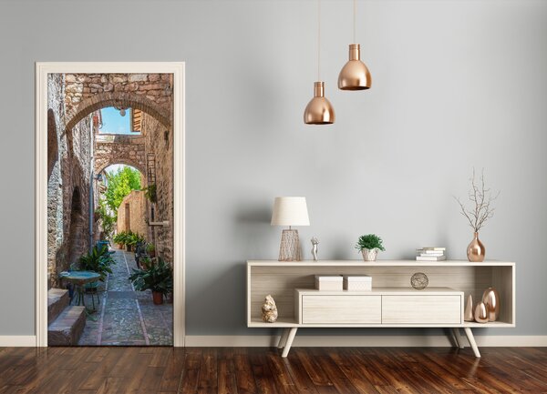 Fototapeta samolepiace na dvere talianskej uličky 85x205 cm