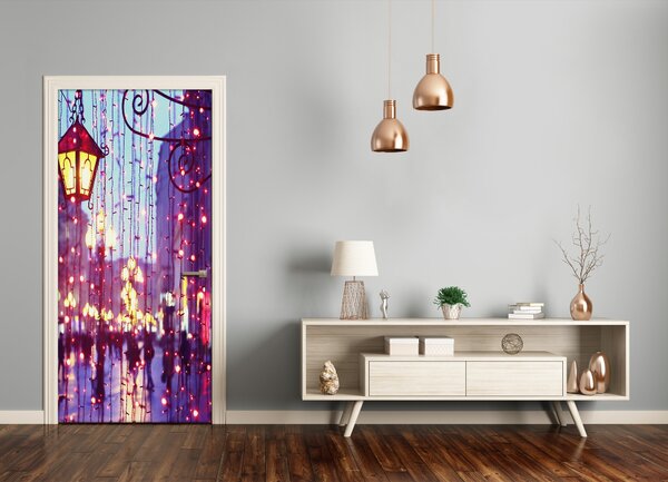 Fototapeta samolepiace dvere svetlo město 85x205 cm