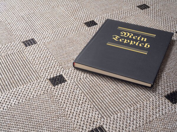 Devos Caby (DC Carpets) , Kusový koberec FLOORLUX Silver / Black 20079 Spoltex – na von aj na doma, 240x330, béžová, chodba / predsieň