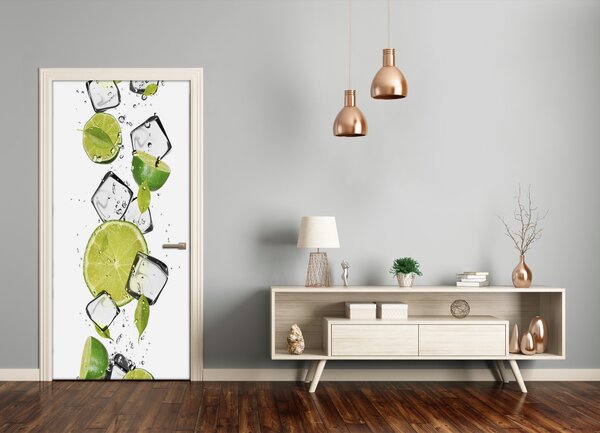 Fototapeta na dvere samolepiace limetka a ľad 85x205 cm