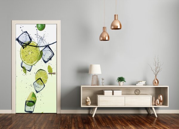 Fototapeta na dvere samolepiace limetky a ľad 75x205 cm