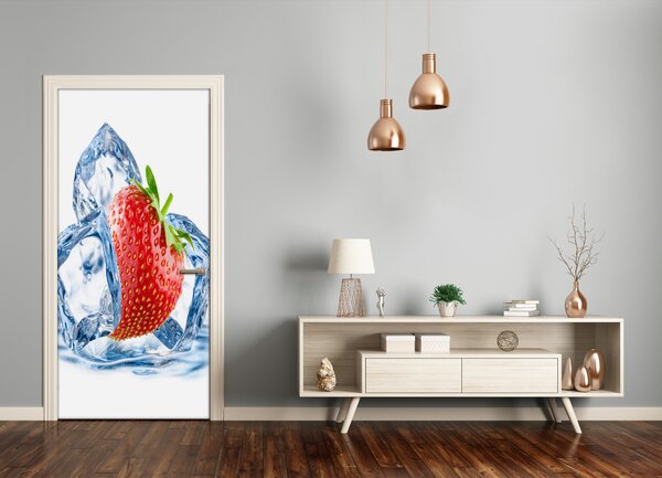 Fototapeta na dvere samolepiace jahody a ľad 95x205 cm