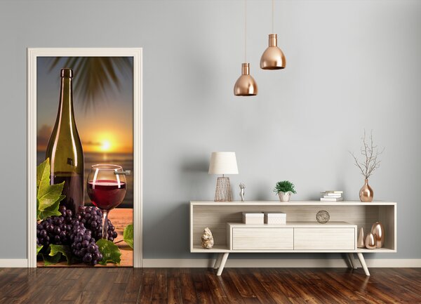 Fototapeta na dvere samolepiace hrozno a víno 75x205 cm