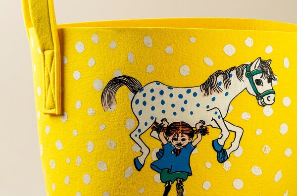 Muurla Úložný kôš Pippi and the horse 17l, žltý