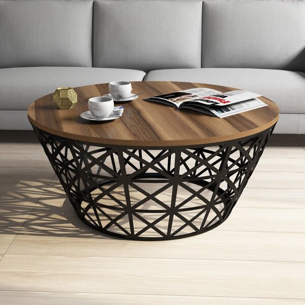 Kalune Design Konferenčný stolík kovaný 90 cm orech/čierny