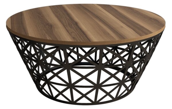 Kalune Design Konferenčný stolík kovaný 90 cm orech/čierny