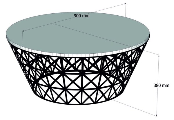 Kalune Design Konferenčný stolík kovaný 90 cm orech/čierny