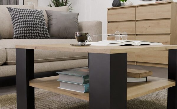 TP Living Konferenčný stolík Lawa Square 68 cm dub artisan/čierny