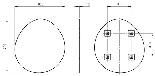 Deante Silia, asymetrické zrkadlo 700x650x10 mm, DEA-ADI_E841