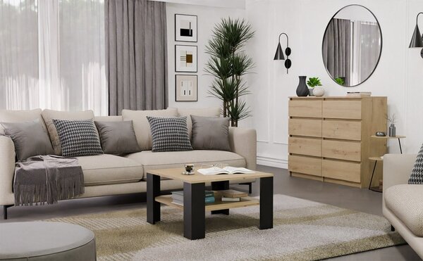 TP Living Konferenčný stolík Lawa Square 68 cm dub artisan/čierny