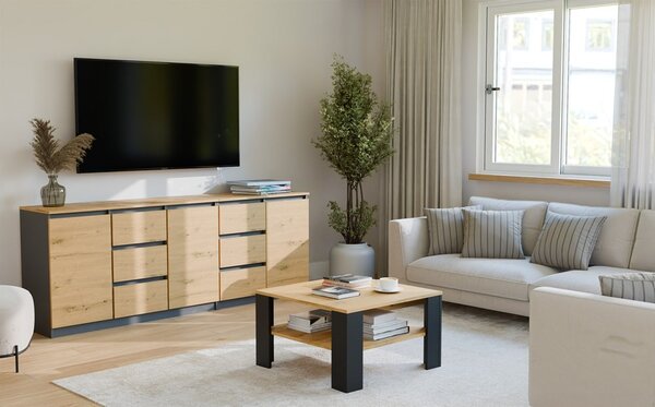 TP Living Konferenčný stolík Lawa Square 68 cm dub artisan/čierny