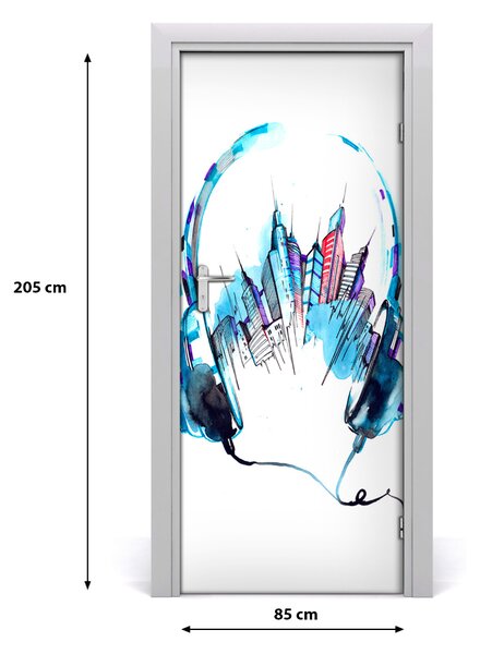 Samolepiace fototapety na dvere mesto muzika 85x205 cm
