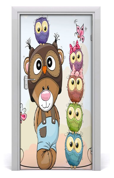 Samolepiace fototapety na dvere medveď sovy 95x205 cm