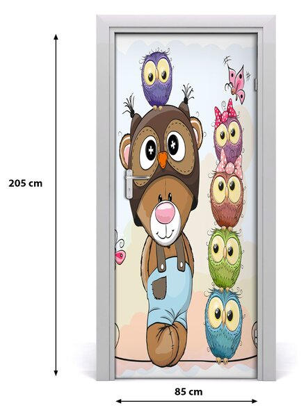 Samolepiace fototapety na dvere medveď sovy 85x205 cm