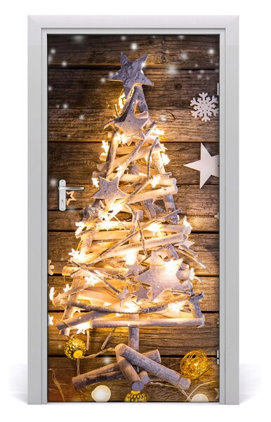 Samolepiace fototapety na dvere Sviečka vianočné stromček 95x205 cm