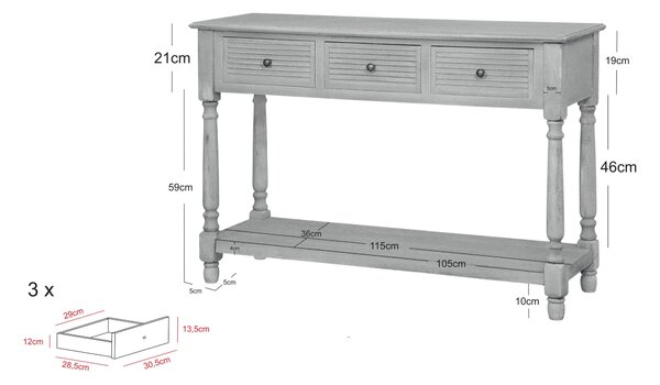LivinHill Konzolový stolík Livorno 120 cm biely