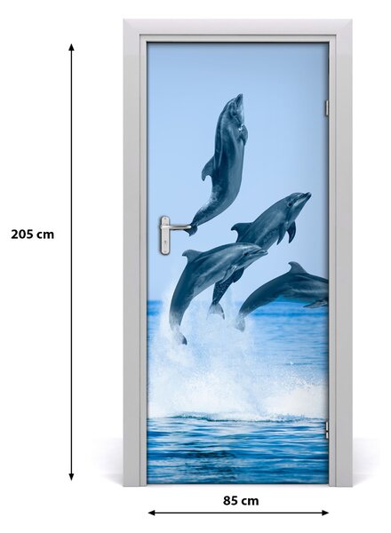 Fototapeta samolepiace na dvere skákajúci delfíny 85x205 cm