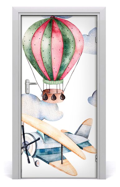 Samolepiace fototapety na dvere Balóny a lietadlá 95x205 cm
