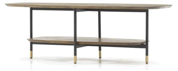 LivinHill Konferenčný stolík Maze 120 cm z masívu hnedý/čierny