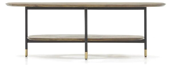 LivinHill Konferenčný stolík Maze 120 cm z masívu hnedý/čierny