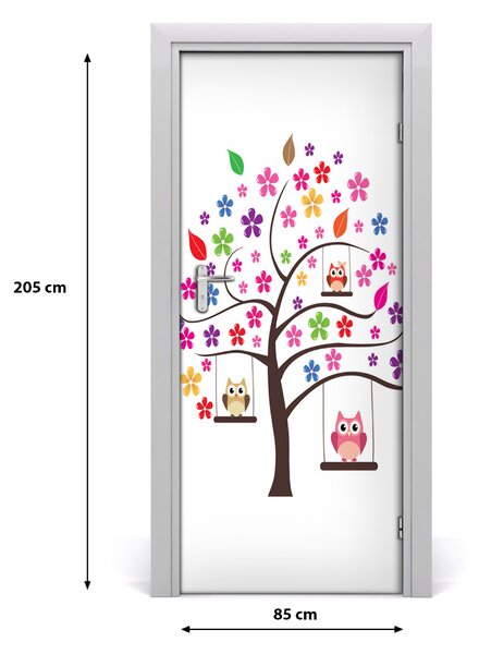 Samolepiace fototapety na dvere Sovy na hojdačke 85x205 cm