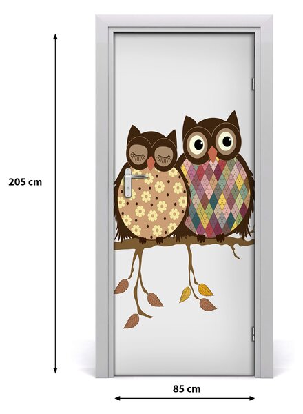 Samolepiace fototapety na dvere Sovy na vetve 85x205 cm