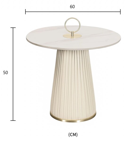 LivinHill Konferenčný stolík Modig 60 cm eko koža ecru/mramor