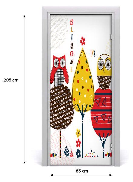 Samolepiace fototapety na dvere Sovy na dreve 85x205 cm