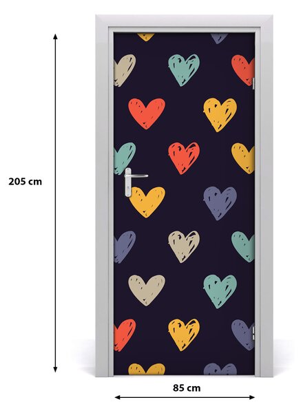 Samolepiace fototapety na dvere farebná srdce 85x205 cm
