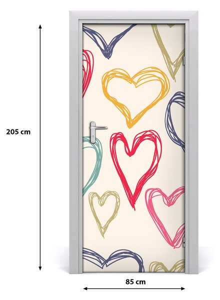 Samolepiace fototapety na dvere farebná srdce 85x205 cm