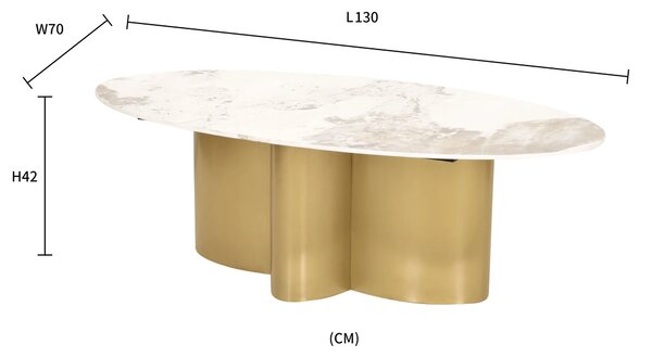 LivinHill Konferenčný stolík Modig 130 cm zlatý/mramor
