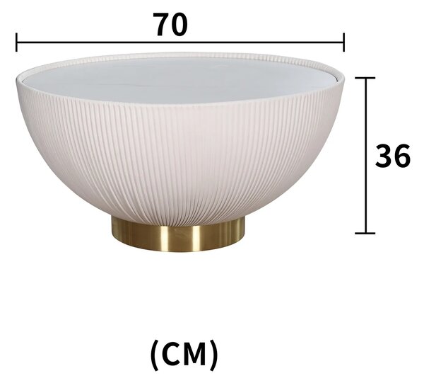 LivinHill Konferenčný stolík Modig 70 cm eko koža zlatá/ecru