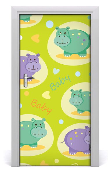 Samolepiace fototapety na dvere hroch 95x205 cm