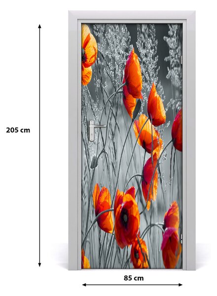Samolepiace fototapety na dvere pole mak 85x205 cm