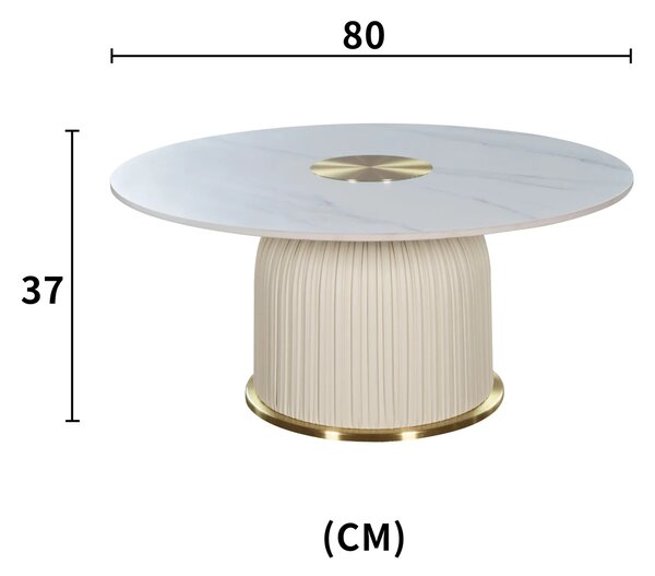 LivinHill Konferenčný stolík Modig M 80 cm eko koža ecru/mramor