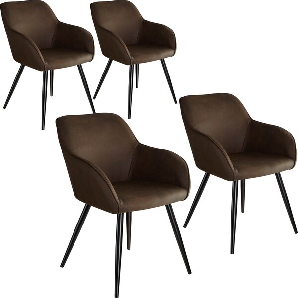 Tectake 404071 4 stoličky marilyn stoff - tmavo hnedá-čierna