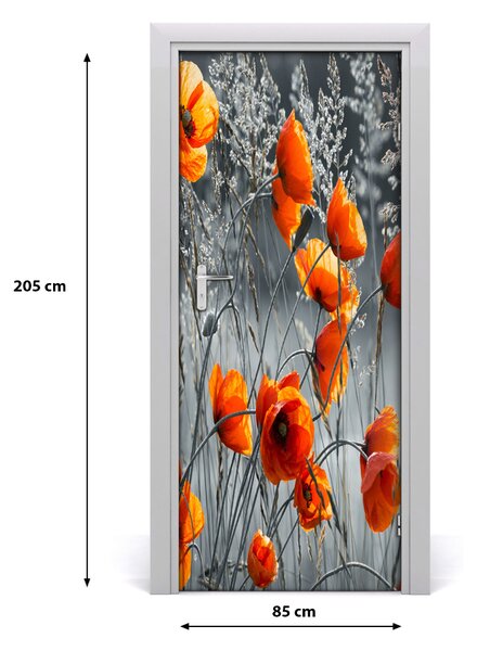 Samolepiace fototapety na dvere pole mak 85x205 cm
