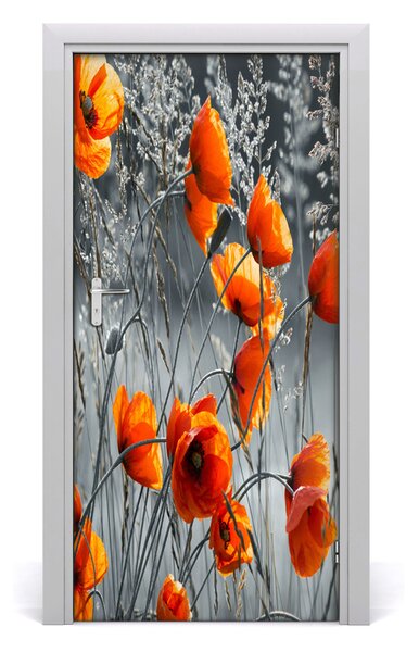 Samolepiace fototapety na dvere pole mak 95x205 cm
