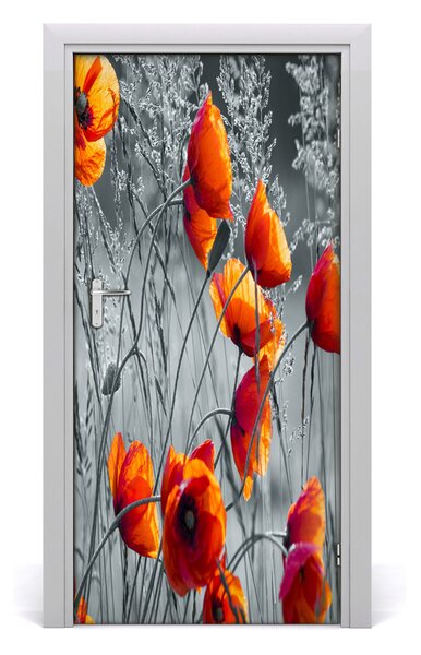 Samolepiace fototapety na dvere pole mak 95x205 cm