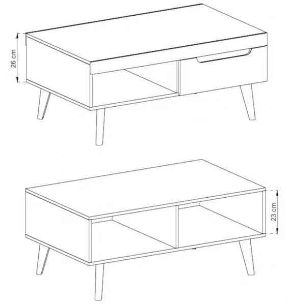 Piaski Konferenčný stolík Nordi 107 cm čierny/dub artisan