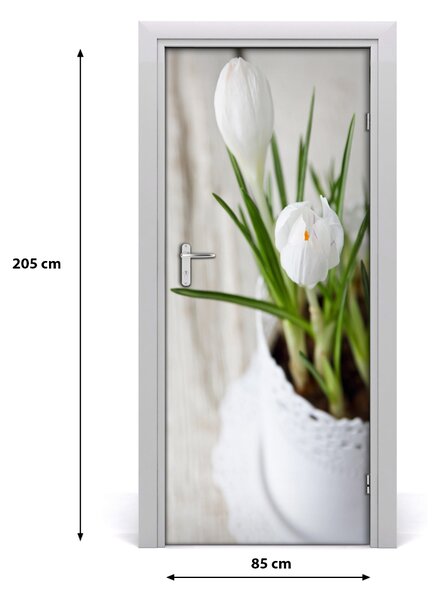 Samolepiace fototapety na dvere biele krókusy 85x205 cm