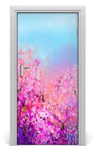 Samolepiace fototapety na dvere kvety višne 95x205 cm