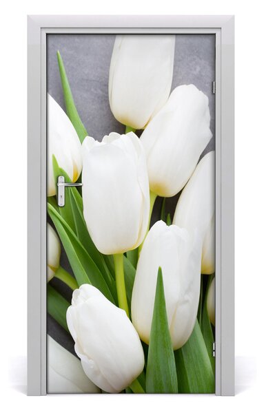 Samolepiace fototapety na dvere biele krókusy 95x205 cm