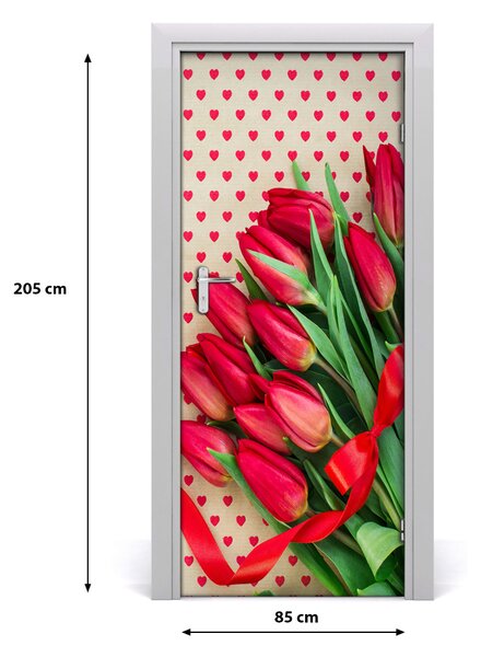 Samolepiace fototapety na dvere červené tulipány 85x205 cm