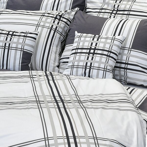 Luxusné bavlnené obliečky Kocka šedo-biela 140x200/70x90 cm