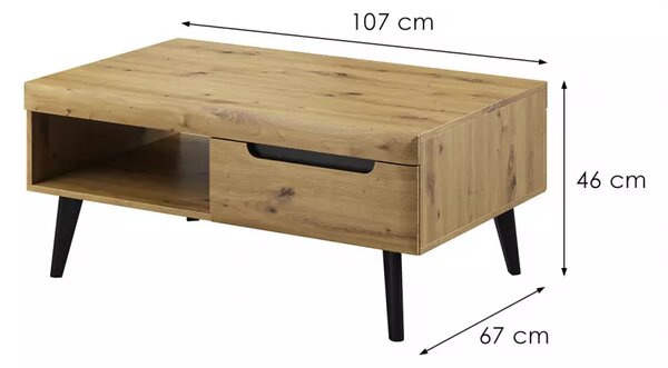 Piaski Konferenčný stolík Nordi 107 cm čierny/dub artisan
