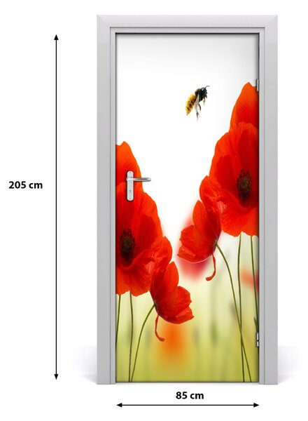 Fototapeta na dvere pole mak 85x205 cm