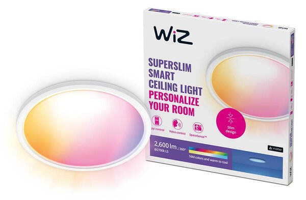 Philips Wiz Colors 8720169072619 SuperSlim stropné svietidlo LED D423mm 22W/2600lm 2700-6500K+RGB biela