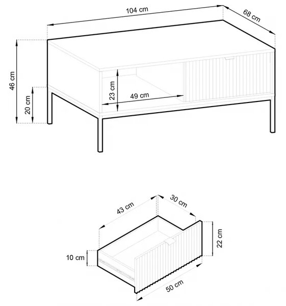 Piaski Konferenčný stolík Nova 104 cm kašmír/zlatý