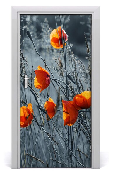 Fototapeta na dvere pole mak 95x205 cm